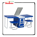 Picnic Camping Rolling Cooler Table With 2 Chairs